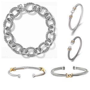 Bracelet en diamant Dy Bracelets Bijoux de luxe Femme Hommes Argent Or Perle Tête Pierre X en forme de manchette Bracelet Bijoux de mode Designers Fête Mariage Cadeau d'anniversaire