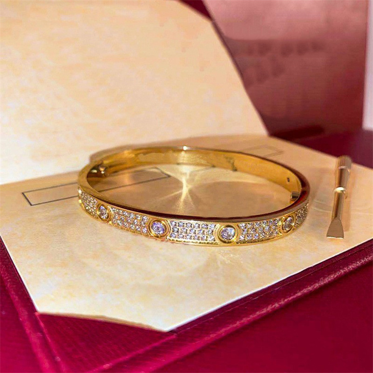 Бруллиант браслет золотой гангел для женщин дизайнерские ювелирные украшения из нержавеющей стали манжеты Sier Rose Love Mens Womens Bangles браслеты
