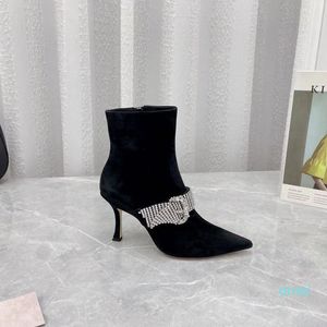 Boucle de diamant bottes de mode Sexy pour les femmes bout pointu fête pour les femmes talons hauts chaussures de créateur de luxe