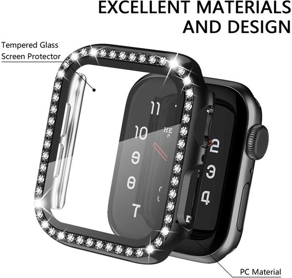 Étuis de protection Diamond Bumper pour Apple Watch Series 7 6 SE 5 4 3 2 Cover 38MM 42MM Iwatch 45mm 41mm 40mm 44mm Smart Watch Case