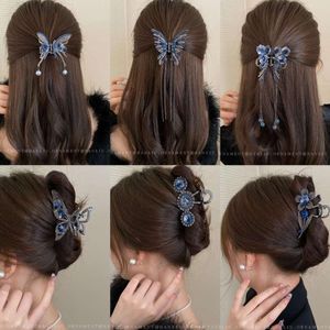 Diamond Butterfly Flower Pearl Grab Clip voor high-end en modieuze achterkant van het hoofd, Shark Clip voor internet Rood Veelzijdig haar Grab Hair