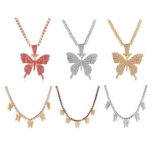 Diamant papillon collier mode Tennis tour de cou pendentif collier dame fête décoration bijoux accessoires