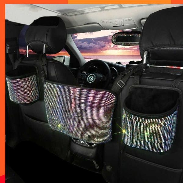 Support de sac à main de voiture en diamant, organisateur de siège arrière, poche en filet automatique entre les sièges, sac de rangement de grande capacité, accessoires de voiture