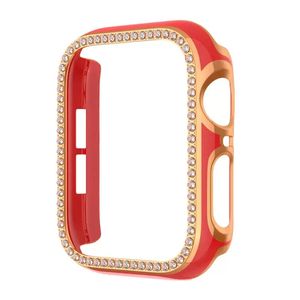 Coque en diamant pour Apple Watch, série 7 6 SE 5 4 3 2 1, perceuse à une rangée, coque rigide creuse de luxe pour femmes, bracelet Iwatch 40 mm, 44 mm, 38 mm, 42 mm, coque de protection antichoc