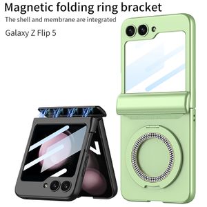 Charnière magnétique pour Samsung Galaxy Z Flip 5 4 3 Flip4 Flip3, étui avec anneau en diamant, housse de Protection avec Film de support