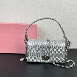 Diamant Chaîne Sac Rose Designer Sac Femmes Rabat Mini Sac Plissé En Peau De Mouton Sac À Bandoulière Sac À Bandoulière Fourre-Tout Strass Sac À Main Sac Aisselle Tissé Poignée Sac À Main