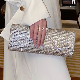 Pochette en diamant et sac à main avec strass pour femmes, sac de soirée de luxe pour mariage, épaule Bolso 240123