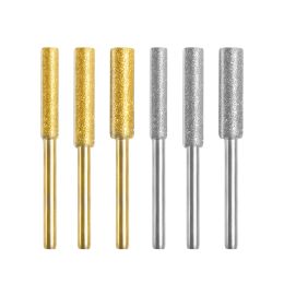 Diamant gecoate cilindrische braam 4 mm kettingzaag slijper stenen bestandsketting zaag zaag slijpen snijwerkgereedschap zilver/goud 6pcs