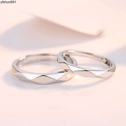 Bague de couple en diamant, argent pur, minimaliste, amour lointain, tendance, petite mise au point, édition Design, cadeau pour petite amie