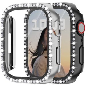 Diamond Cover Voor Apple Watch Case 45mm 41mm 44mm 40mm 42mm 38mm Gehard glas Bumper Screen Protector iWatch serie 7 SE 6 8 5 in Doos
