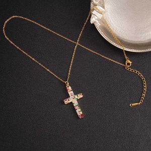 Diamant Cross kettingontwerper Pendant ketting vrouwen mannen sieraden gouden hanger ketting ketting ketting roestvrijstalen ketting 246