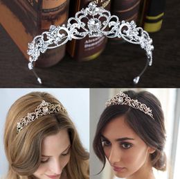 Couvre-chef de mariée couronne de diamant, couronne en or rose, ornement de cheveux, ornements de mariée