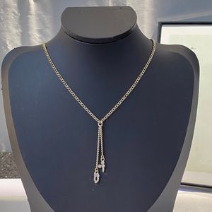 Collier de créateur à Double pendentif couronne de diamant pour femmes, Design à boucle, dames élégantes