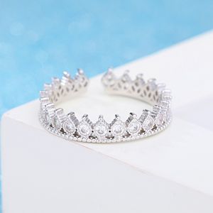 Diamond Crown Rings Cluster Openbaar Verstelbaar Zilver Engagement Trouwring voor Dames Mode-sieraden Will en Sandy