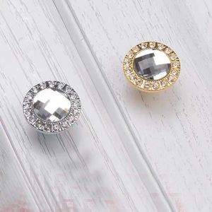 Tiradores de cristal de diamante de alta calidad, tiradores de puertas de muebles de tocador, cajón dorado y plateado, perilla