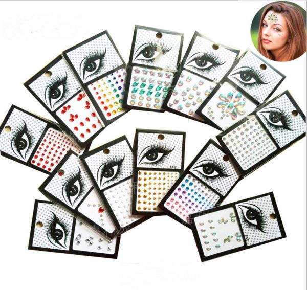 Diamant cristal autocollant yeux tatouage avec colle temporaire paillettes visage fard à paupières autocollants maquillage à réaliser soi-même Nail Art strass Decor3698663