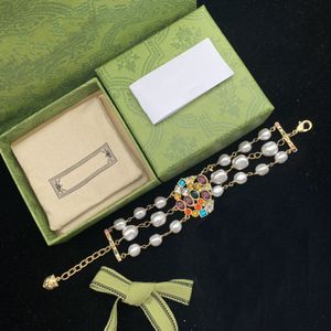 Diamant manchette bracelet designer Bracelet pour femme cadeau plante longue chaîne Bracelet en laiton mode bijoux approvisionnement