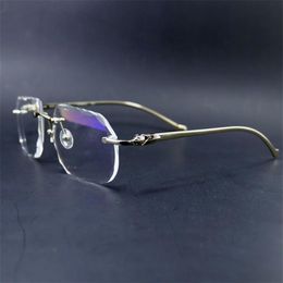Cajou coupé en diamant Cadre de verres d'œil sans montée en creux transparent pour hommes et femmes spectacles de luxe oculos ee Gau337f
