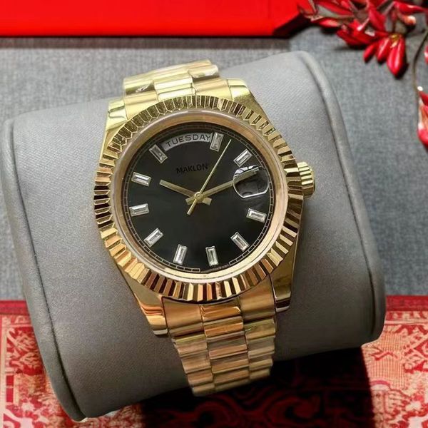 Diamant jour/Date hommes montre automatique mécanique montre de luxe boucle pliante Hardlex étanche luxueux mâle montre-bracelet marque montres 41mm pour montre