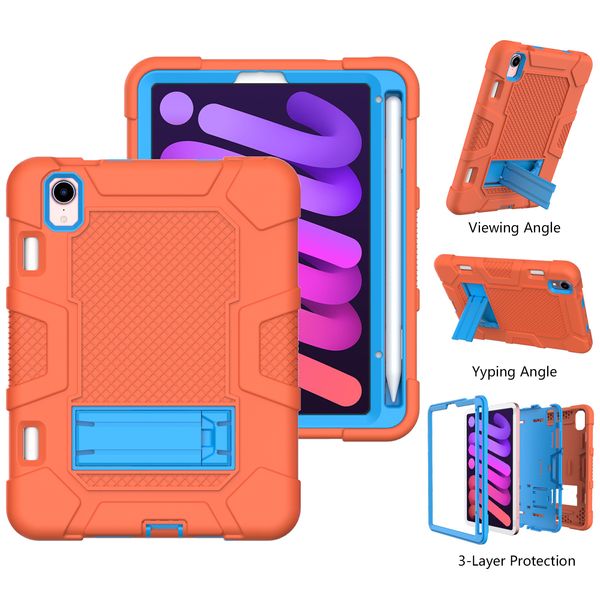 Diamond Design Kids Kickstand Tablet PC Estuches para iPad Mini 6 5 4 Simple Fashion Rugged Robot Anti-caída Carcasa protectora con soporte Purple Mint