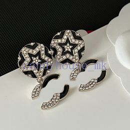 Diamant oorrel high-end designer oorbellen letter studs 925 zilveren koper dames merk kristal parel parelmoer bruiloft feestje sieraden