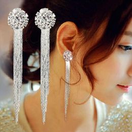 Diamant oorbellen lang overdreven temperament ronde kwastje dangle hanger vrouwen persoonlijkheid mode sieraden accessoires partij geschenken