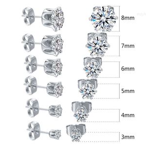 Boucles d'oreilles en diamant Men 316l en acier inoxydable 3A Zircon Titanium Mens Stud