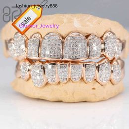 Braces universales individuales con incrustaciones de diamantes, joyería con engaste de diamantes, dientes de moissanita chapados en oro, Grillz invisible con corte princesa Sier VVS personalizado