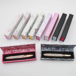 Diamant eyeliner pen box magische zelfklevende marmeren patroon make-up wheper gule pen pakket case custom eyeliner potlood doos