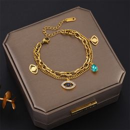 Diamant yeux charme bracelets personnalité mode titane acier collier bijoux cadeau