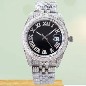 Reloj de diamantes completo Relojes de moda para mujer Movimiento de cuarzo Reloj de vestir dorado y plateado Caja de acero inoxidable para mujer Reloj de pulsera analógico informal Montre De Luxe reloj ice out