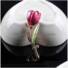 Broche à pointe de fleur en diamant, broches de styliste en émail, bijoux de mode de mariage pour livraison directe Dhb1V