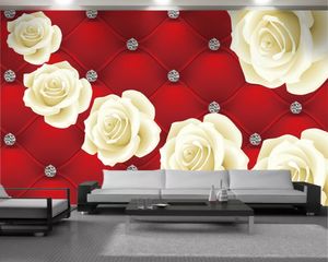 Diamond bloemen 3d behang muur behang woonkamer slaapkamer achtergrond muur romantische bloem 3d muur papier