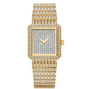 Diamant pour femmes marque de luxe dames or carré MISSFOX minimaliste analogique Quartz Movt Unique femme glacé montre