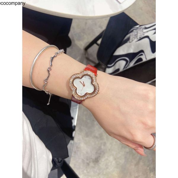 Diamond Four-Leaf Clover Va Van Fashion Luxury Women Cleefly Watch Reloj de pulsera Alhambra Four Leaf Grass Net Red Small and Green Agate Women's 2 XKGZ O8RC