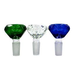 Bol de bong coulissant en verre de diamant dans des couleurs assorties, accessoires pour fumer mâles de 14mm pour conduites d'eau