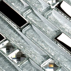 Diamond glazen tegels keuken backsplash zilveren spiegel in elkaar grijpende kristallen glazen wand badkamertegels SSMT311278Z