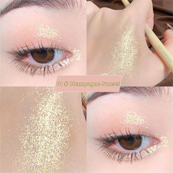 Diamond Glitter Sellado de ojos Liner de lápiz Mapeín de ojo Highlighter impermeable Matte rosa lombriz champán delineador de ojos dorado