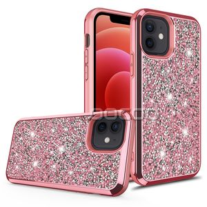 Diamond Glitter Phone Cases Hybrid TPU PC Contraportada a prueba de golpes para iPhone 12 11 Pro Max XS XR 7 8 Plus Samsung S21 S20 Ultra 5G Note 20 Proveedor de fábrica al por mayor