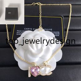 Diamond hart hangers ontwerper kettingen mannen dames parel ontwerpmerk sieraden nekhokketen keten titanium roestvrijstalen sieraden accessoires geschenken met doos