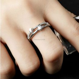 Diamond Heart Ring Love Women's Open Verstelbare Trouwring Verlovingsringen Mode-sieraden Will en Sandy Gift