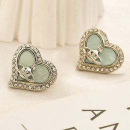 Diamond hart Stud -oorbellen Luxe geschenkontwerp voor dames oorbellen 925 SILVER SIELLY Wedding Party Love Earrings Designer Roestvrij stalen sieraden Groothandel