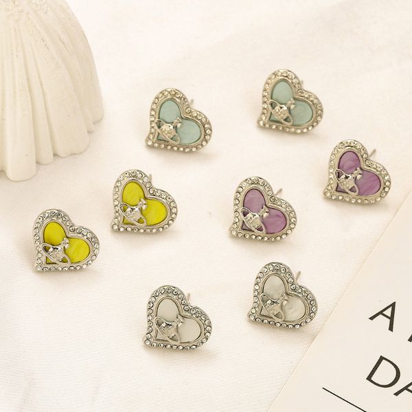 Pendientes con forma de corazón de diamante Regalos de lujo Diseño para mujer Pendientes Joyería de plata 925 Pendientes de amor para fiesta de boda Joyería de acero inoxidable de diseñador al por mayor