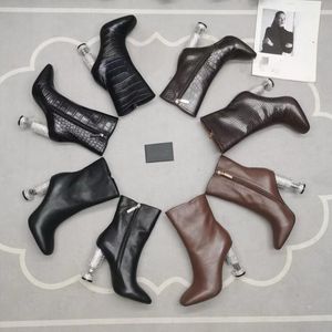 Bottes courtes à talon en diamant avec fermeture éclair latérale et décoration de petites fleurs, détails à choix multiples pour une mode polyvalente