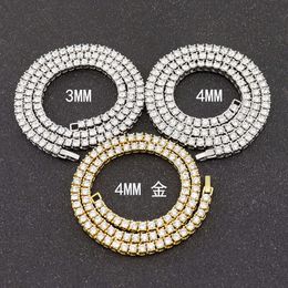 Collier hip-hop en diamant, chaîne de tennis en alliage de 3mm 4 5mm pour hommes et femmes, bijoux de chaîne de Tennis