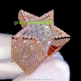 diamants hiphop anneaux réels en argent en or
