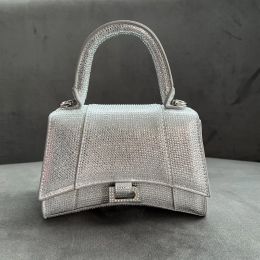 Bolso de diseñador de reloj de arena de diamantes brillan 7A Bolso de lujo Bolso de mano con incrustaciones de diamantes de imitación Bolso de mujer Bolso de cuero Cadena cruzada Correa para el hombro Bolso de noche de embrague