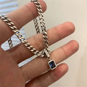 Met diamanten ingelegde blauwe zirkoonketting, vrouwelijk nicheontwerpgevoel, nieuwe trend in