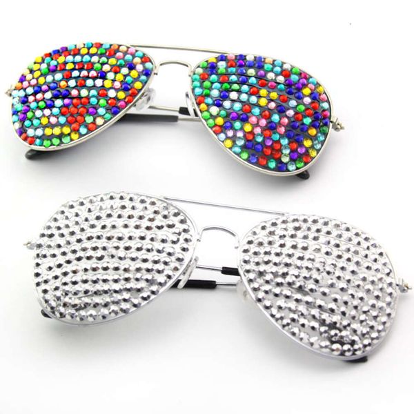 Lunettes de danse de fête d'Halloween à monture métallique incrustée de diamants, lunettes de soleil de piste