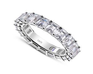 Bijoux en diamant 925 Anneau de mariée en argent Emerald Cut Engagement de mariage pour les femmes Gift2958261